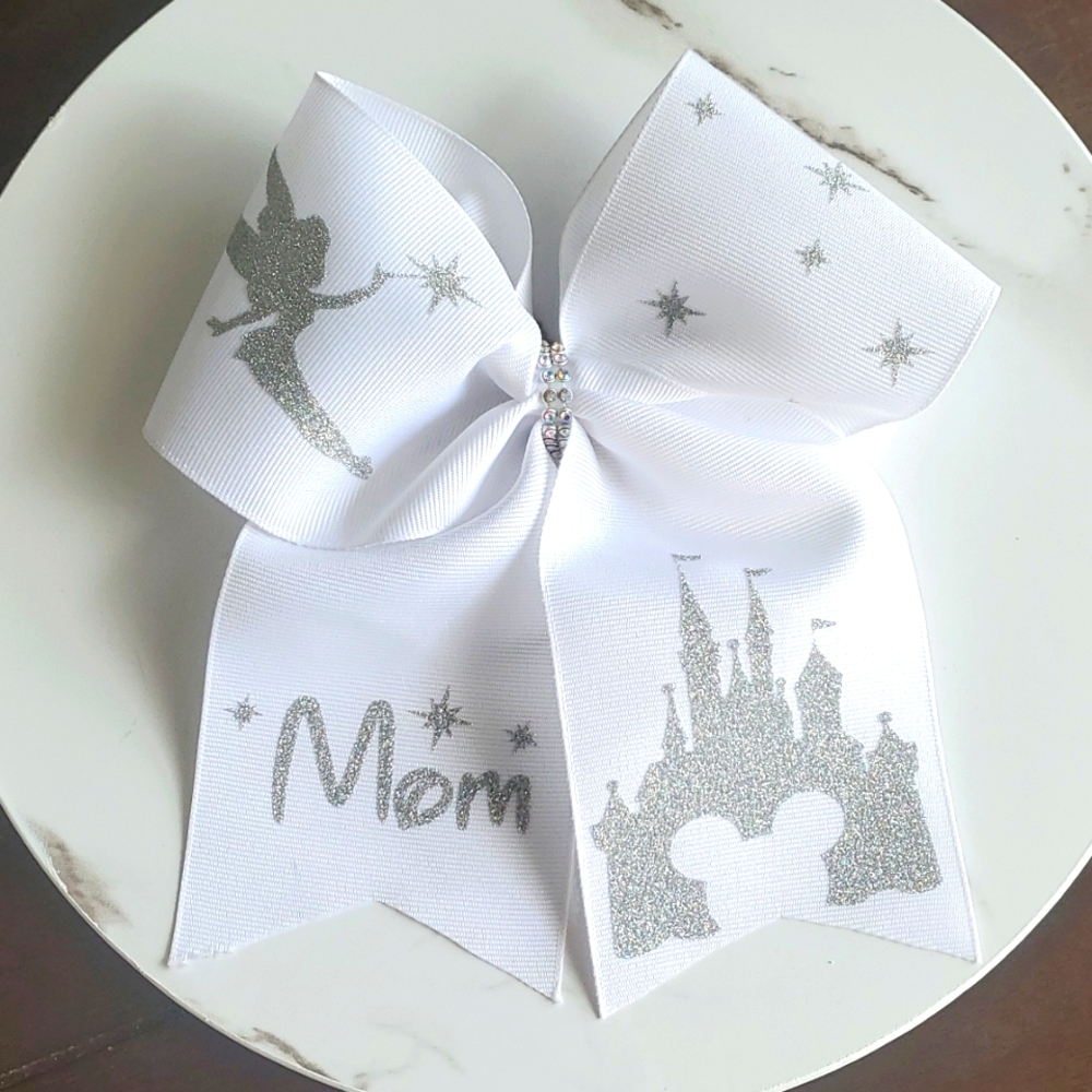 Disney Lights Up Tinkerbell Castle White Silver Hair Bow Tie Mom Stars Mickey